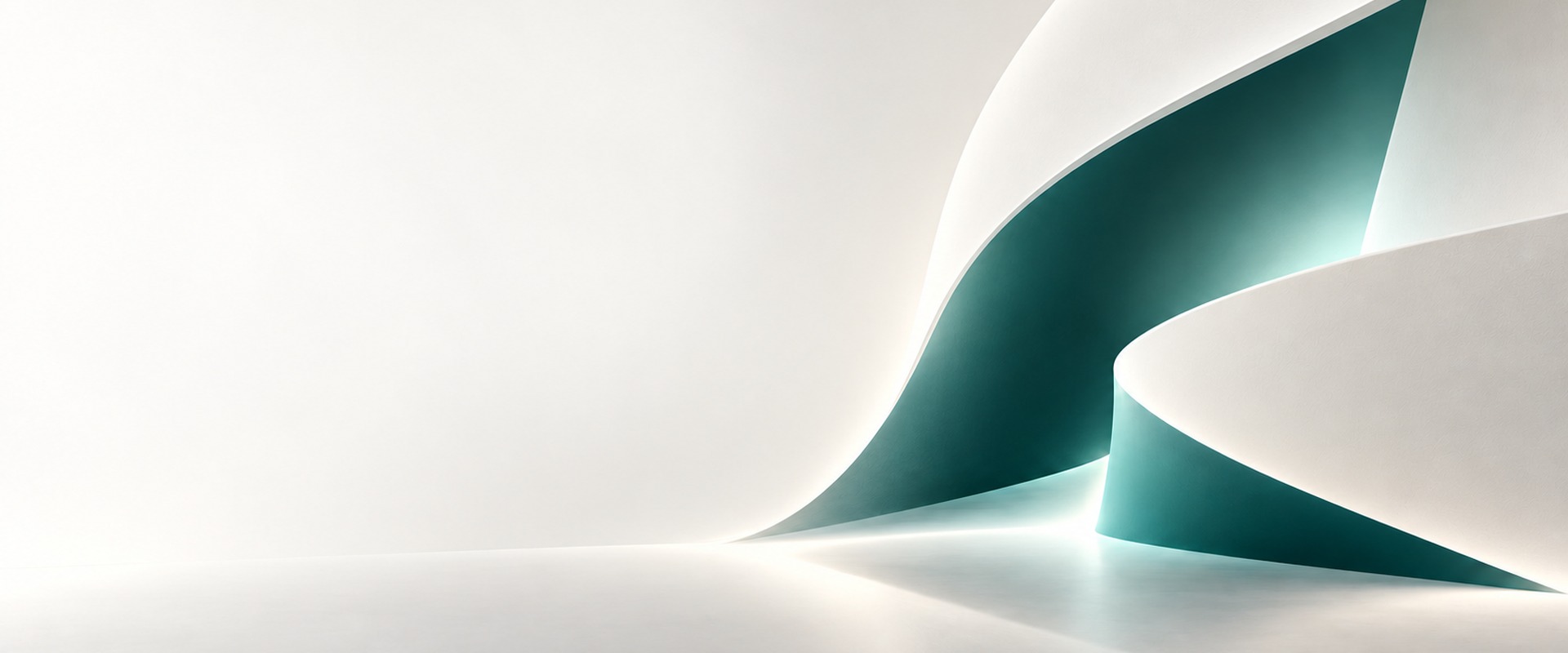 Abstract sculptural interior in teal